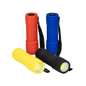 rubber plastic 9 led mini flashlight