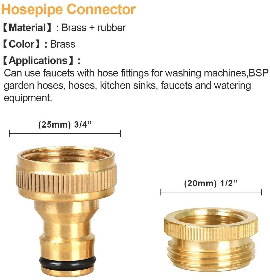 1/2 Inch 20mm to 3/4 Inch 25mm for Washing Machine Fittings Water Hose Pipe Tap Connector Female Threaded Faucet Adapter