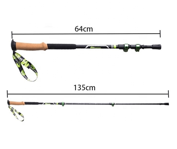 Carbon alpine portable stick multi-functional outdoor hiking self-defense mountain camping ski walking stick