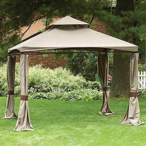 Incbruce Outdoor Fabric/Steel Canopy Tent 10x10 Gazebo for Patios, Vented Polyester Fabric Gazebo with Mosquito Netting - Beige