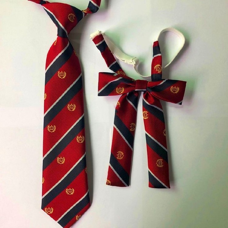 High visibility polyester woven tie print chambray cheap school uniform neckties company logo custom ties