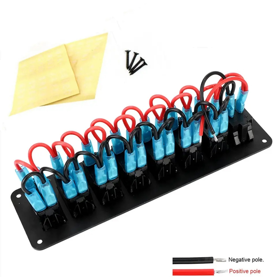 7 Gang 12V/24V Digital Voltmeter Dual USB -C QC3.0 +PD switch panel for Truck Bus Ship Marine Circuit Breaker RV