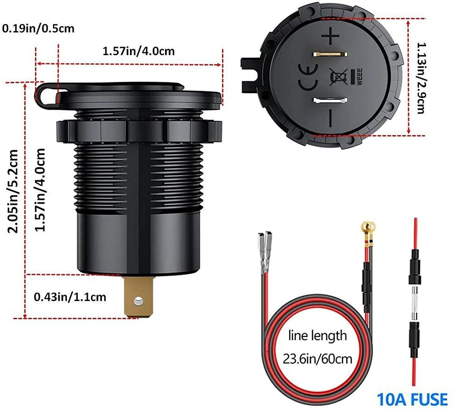 Dual QC3.0 12V USB Socket Waterproof Car Lighter USB Outlet Adapter 12V/24V Vehicles, Trucks, Caravans, Marine, Motorcycles