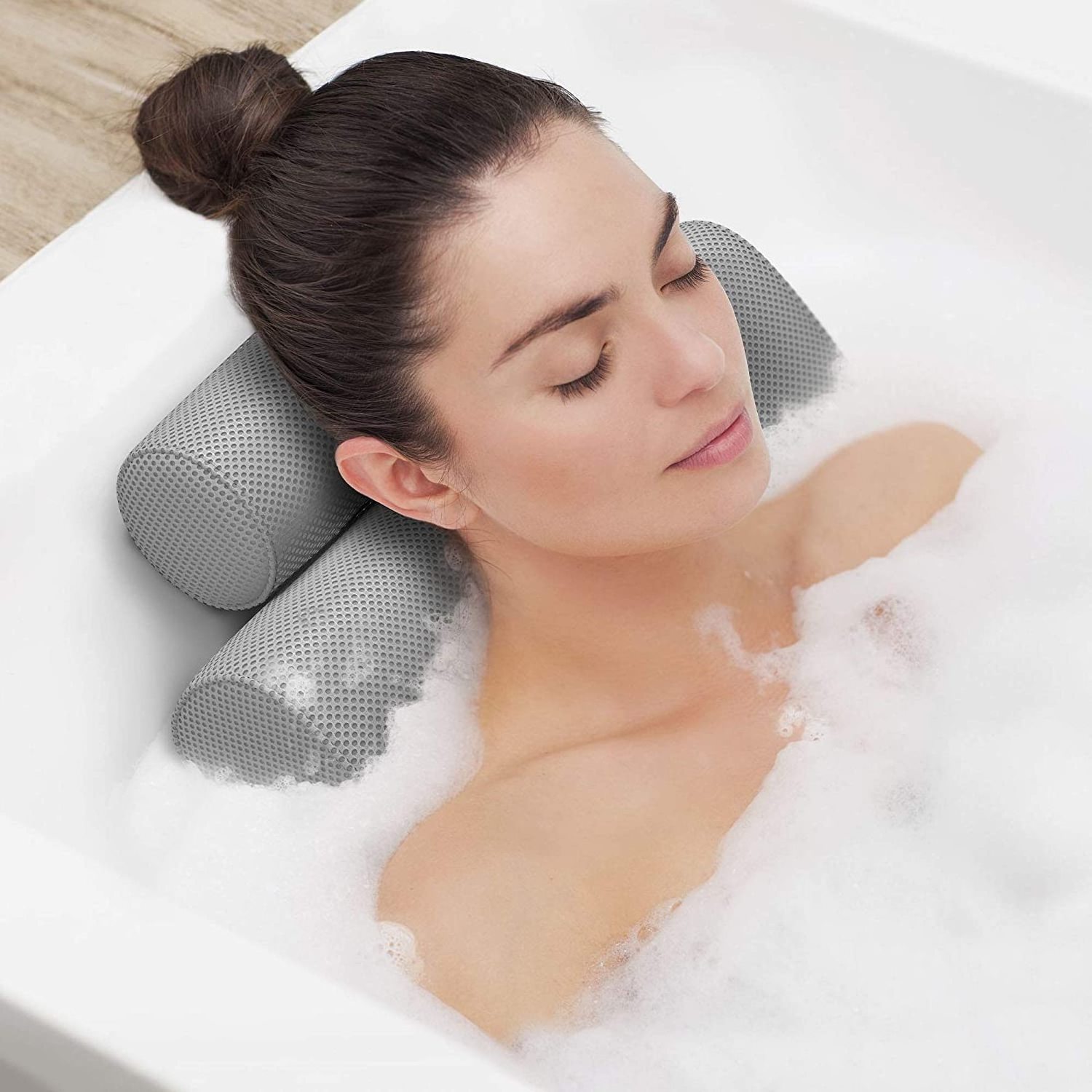 New Ergonomic Design Bathtub Spa Pillow with Back and Headrest Cushion - 4 Non Slip Suction Cups