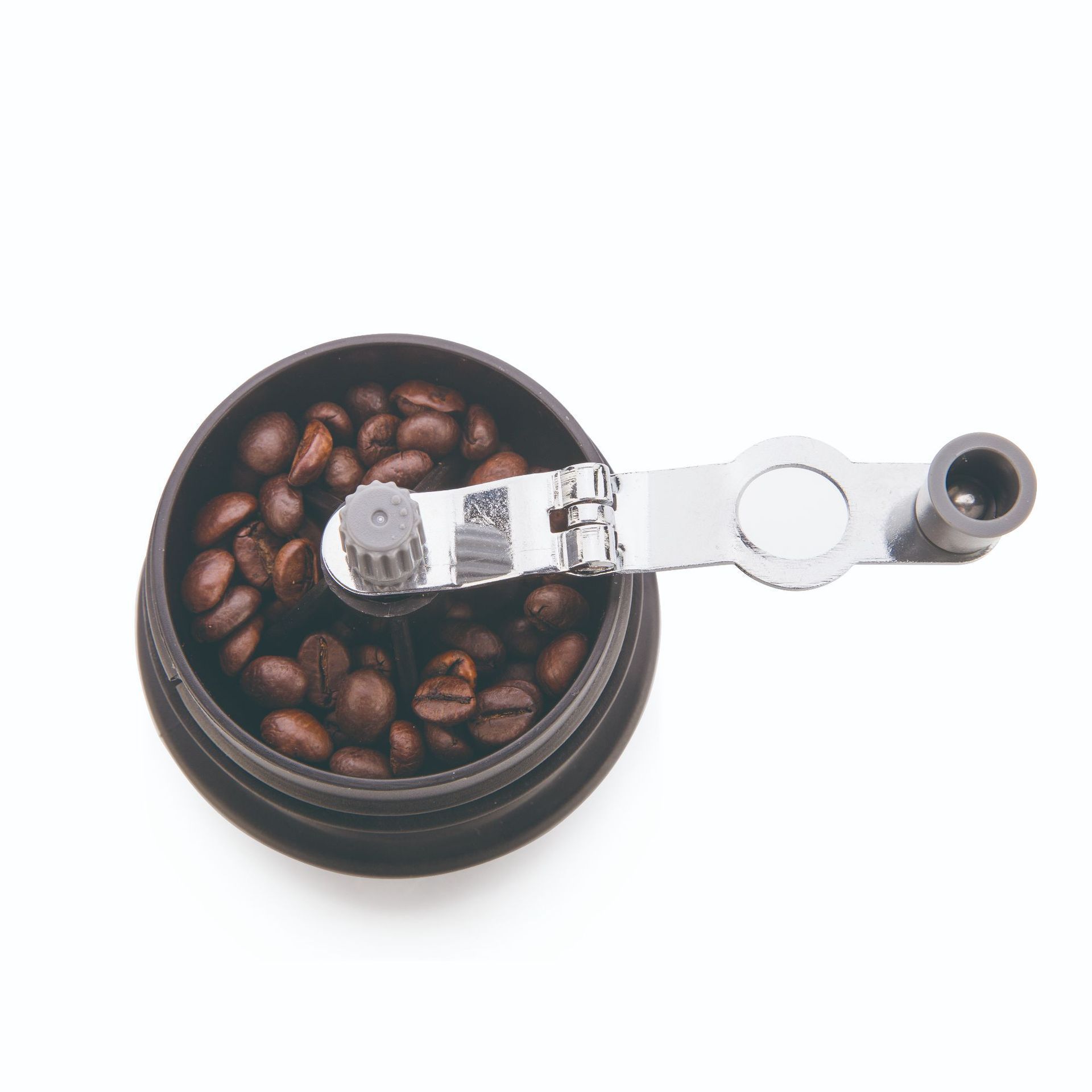 Factory price wholesale portable manual coffee grinder with folding handle and stainless steel coffee cups