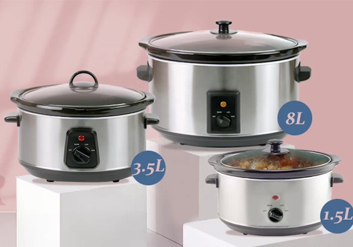 Longbank LB-C023 3.5L Stainless Cooking Pots With Glass Lid  Inner Pot Electric Slow Cookers