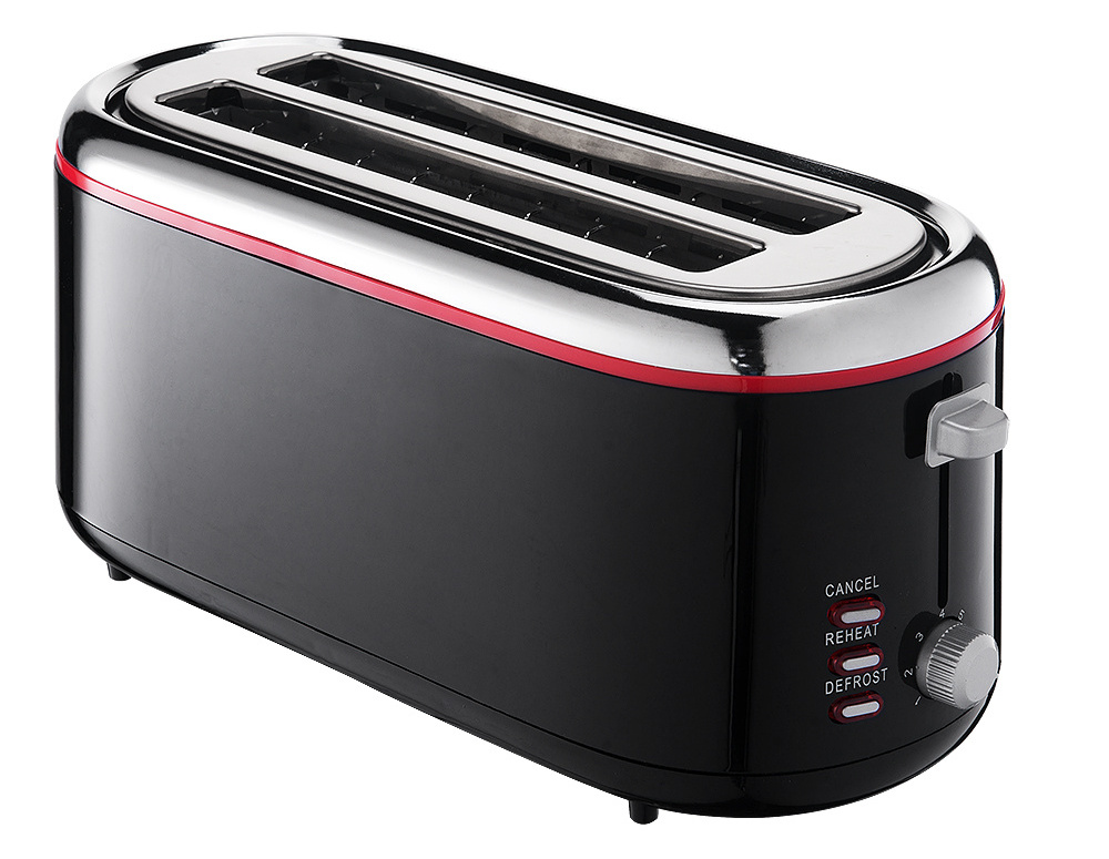 2023 Hot Selling 1300W Two Long Slot Four Slice S/S toaster ,Multi-function with Indicator light bread toaster