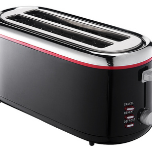 2023 Hot Selling 1300W Two Long Slot Four Slice S/S toaster ,Multi-function with Indicator light bread toaster