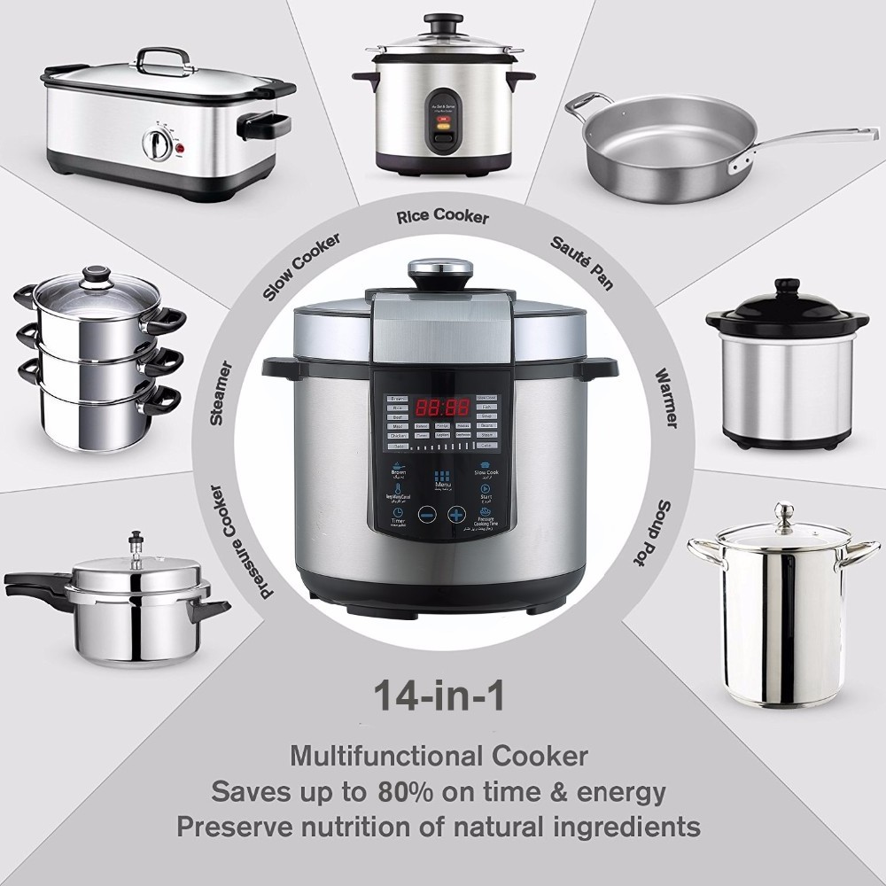 Longbank 6Qt 1000W High Quality Non-stick Inner Pot Slow Cookers Smart Electric Pressure Cookers