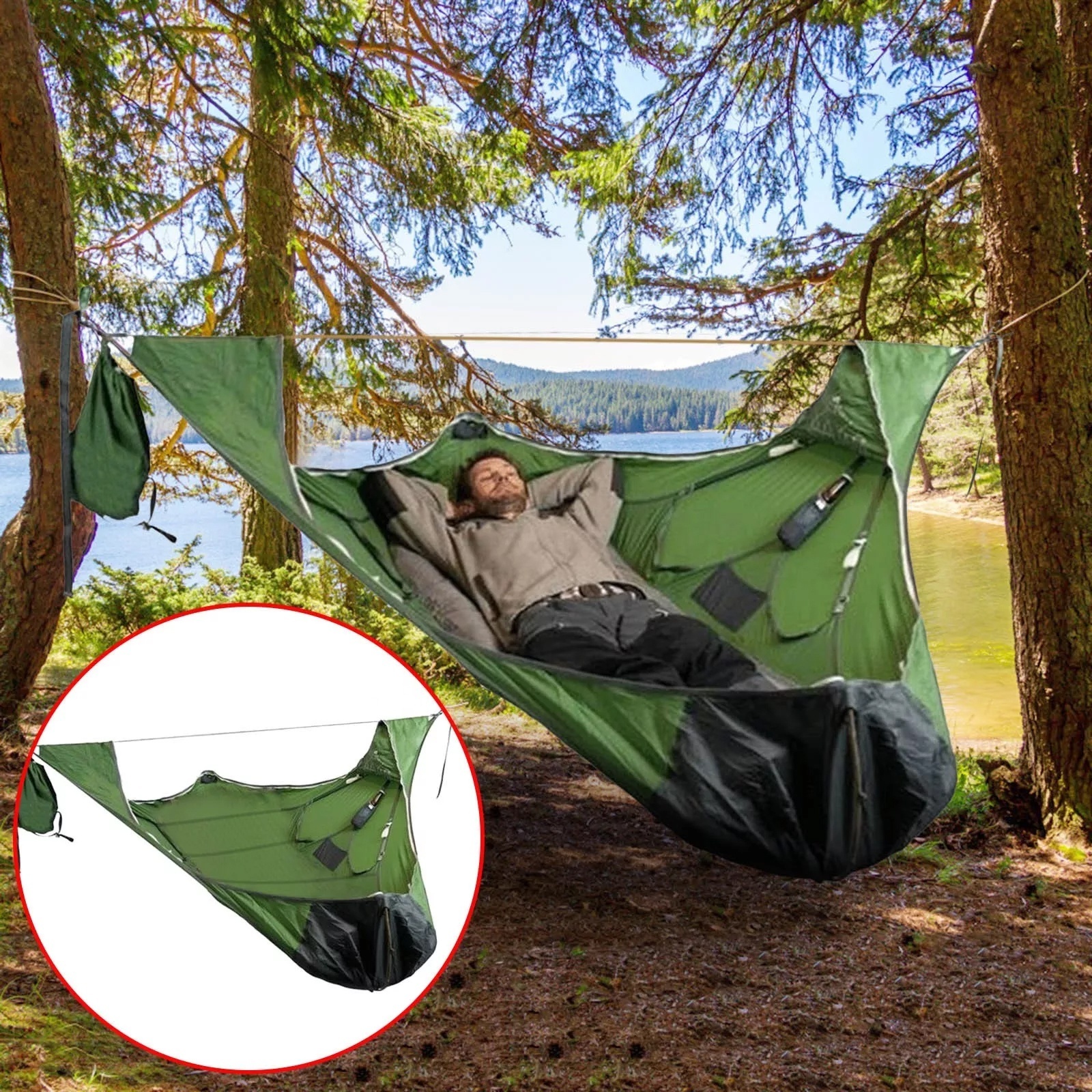 New Design Outdoor Portable Strength Hammock Tent with Mosquito Net Camping Hiking Waterproof