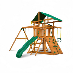 Hot Sale China Wholesale kids swing set playhouse Wooden climbing frame garden children backyard wooden swing and slide set