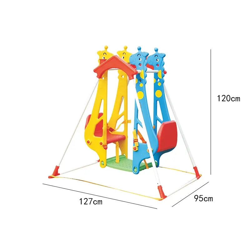 Cute Giraffe swings indoor toys children playground equipment plastic playing kids garden baby patio swing seat Double chair