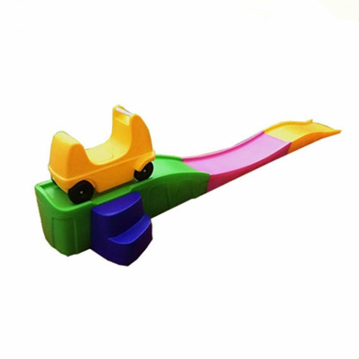 Good Green Blue Red Yellow Toddler Amusement Park Roller Coaster Glide Car Strong Kid Plastic Toy Slide