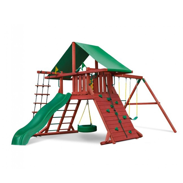 Patio Wooden Climbing Frame Play Sets kids children's street patio garden swing set slide with swing for backyard