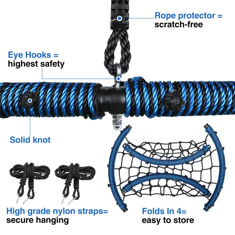 Outdoor Product Steel Tube with PE rope birds nest swing seat for double children play fun