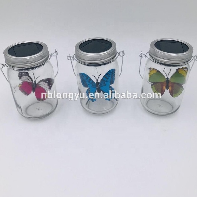 Wholesale Frosted Gradient Color 430ml Sublimation Blanks Mason Jar Lantern with Lid Handle Solar Panel Light