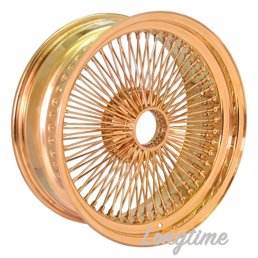 20inch spoke wire wheel all gold chrome rims 100 spokes  8J standard offset -5~+5