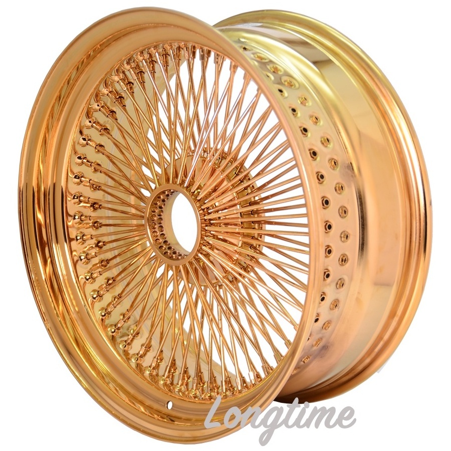 20inch spoke wire wheel all gold chrome rims 100 spokes  8J standard offset -5~+5