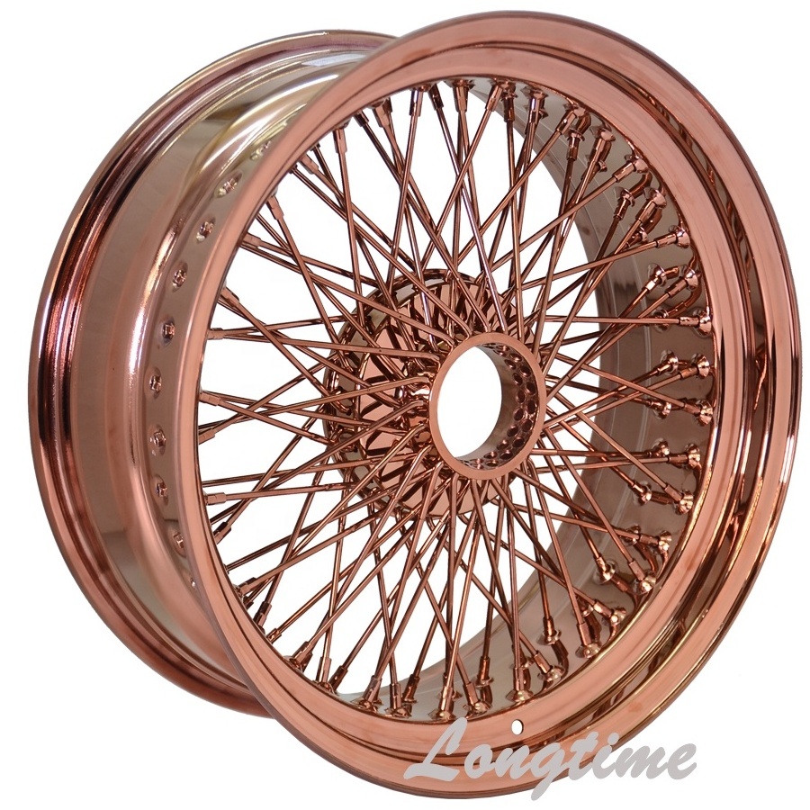 20inch spoke wire wheel rose gold chrome rims 80 spokes  8J standard offset -5~+5