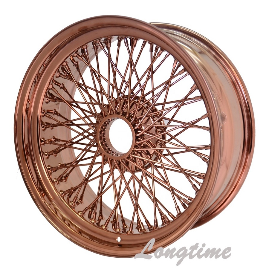 20inch spoke wire wheel rose gold chrome rims 80 spokes  8J standard offset -5~+5