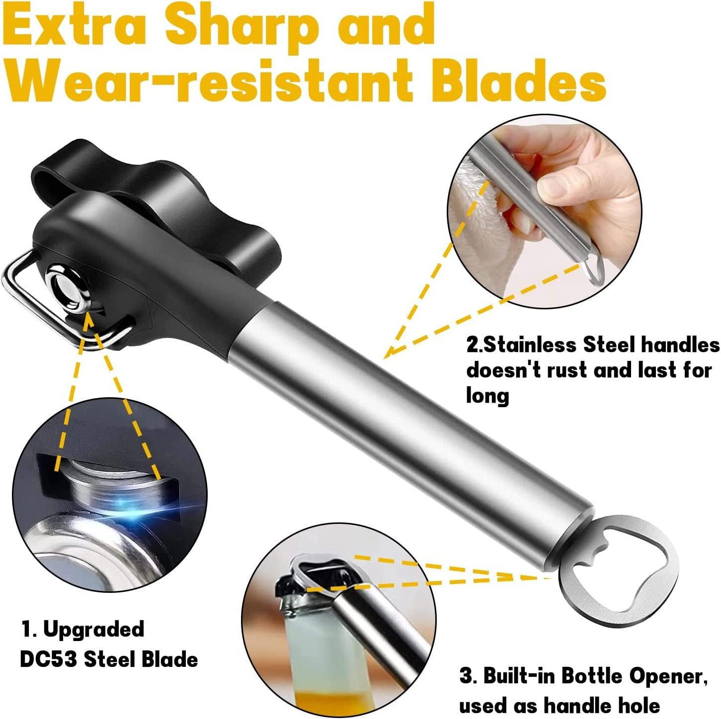 Smooth Edge Manual Can Opener Stainless Steel Bottle Openers