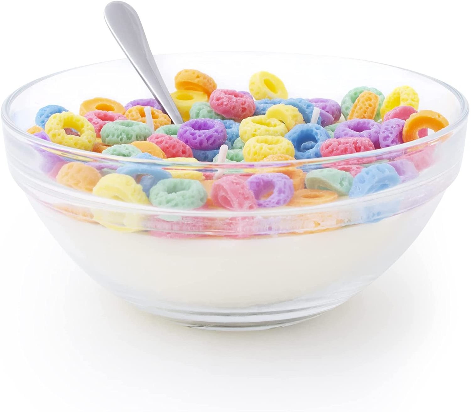 3 Wick Fruit Loops Scented Cereal Bowl Candle with Metal Spoon