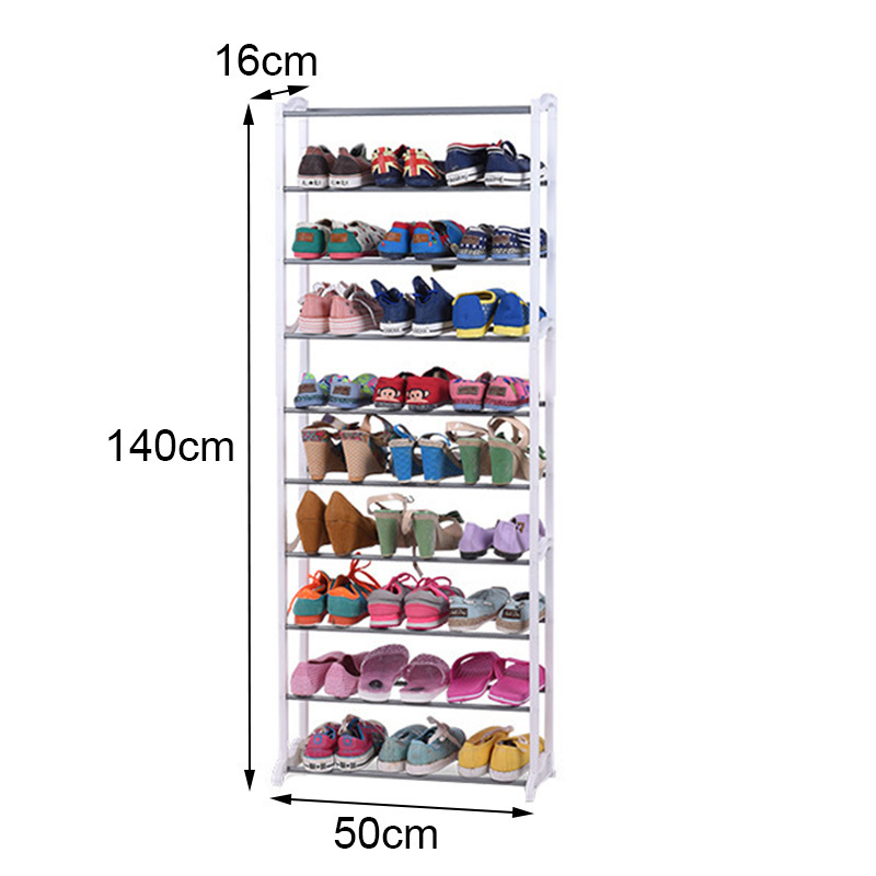 Home storage shelf large capacity organizer for entryways cabinet 10 tiers plastic shoe racks