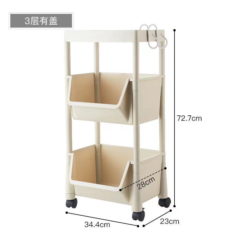 Hot selling space saving household storage rack rolling cart  plastic shelves units storage rack with wheels and hangers