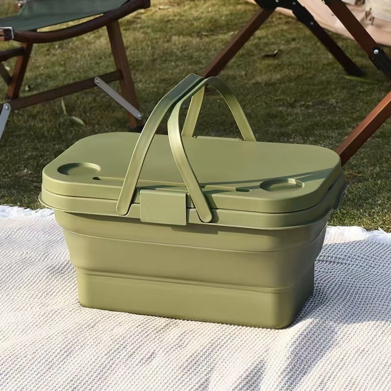 Hot selling Collapsible Picnic Basket Large Capacity Storage Box Outdoor Picnic Foldable Basket with Handle for Camping Travel