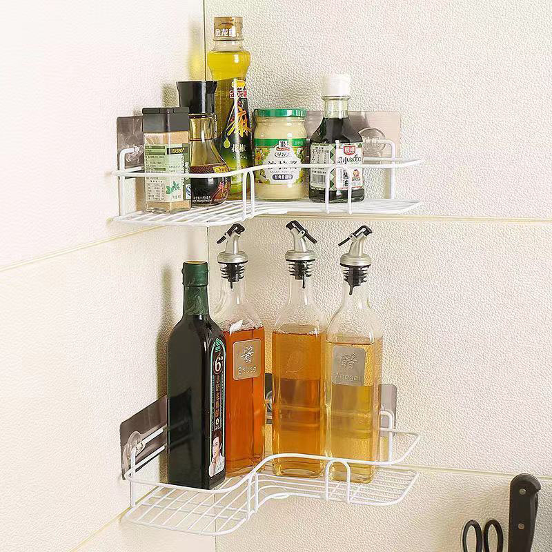 Non - perforated shelf kitchen and bathroom shelf iron art storage rack