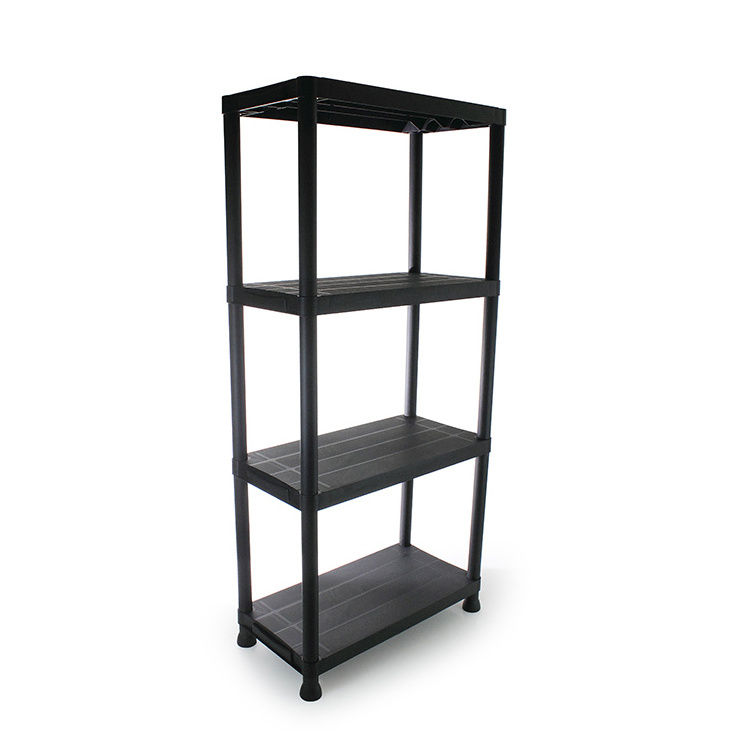 4 layer multipurpose storage shelf Black Plastic Shelving Rack Unit Shelf Organiser Holder Garage Shed Plastic Shelves