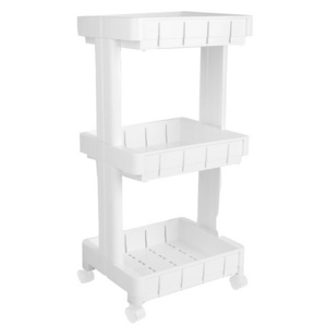 Kitchen Living room store organizer shelving units white plastic storage racks with wheels