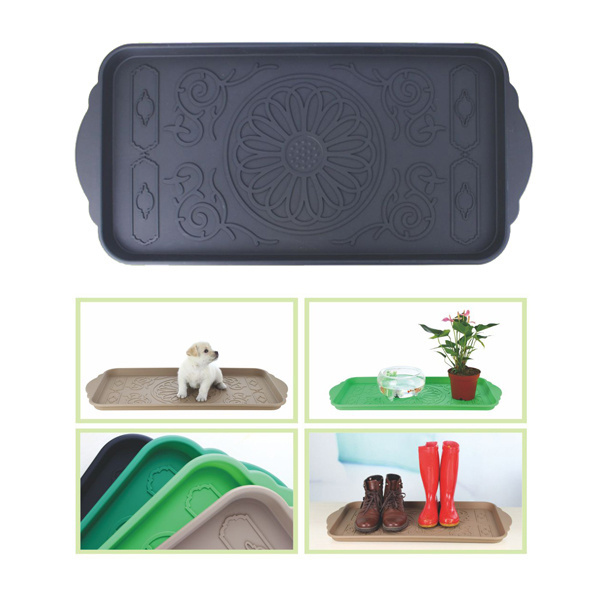 Multi-Purpose Anti-Slip Friendly Utility Outdoor Tray for Entry Way Plastic Shoe Tray Holds three pairs boots or shoes