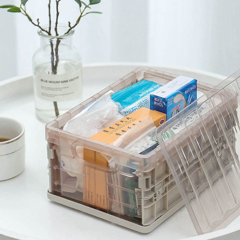 Cheap wholesale price home organizer folding plastic clothes stackable desk storage boxes with lid