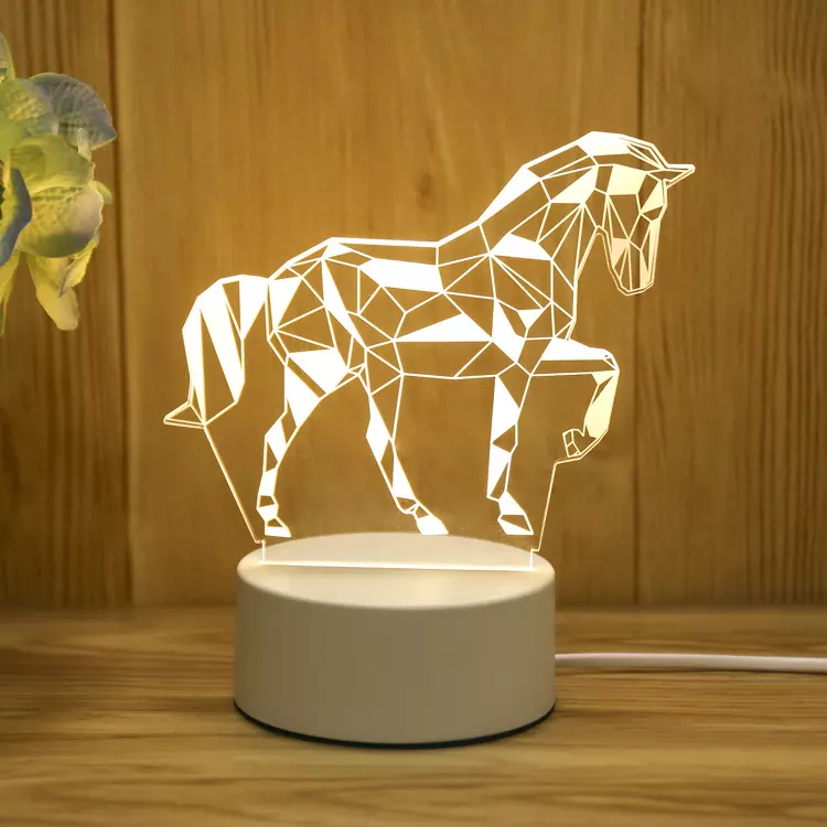 Home Modern Decorative Bedside LED Acrylic Table Lamp  Bases 3D Illusion Lamp Acrylic LED Night Light