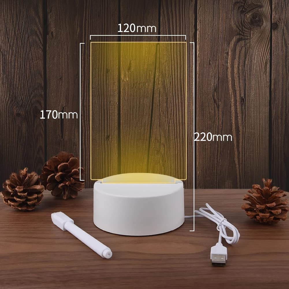 Creatives Pen Rewrit Acrylic Note Board Led Rewrirable Night Light Diy LED Gift Blank 3d Table Small Message Board 60 Asian 70