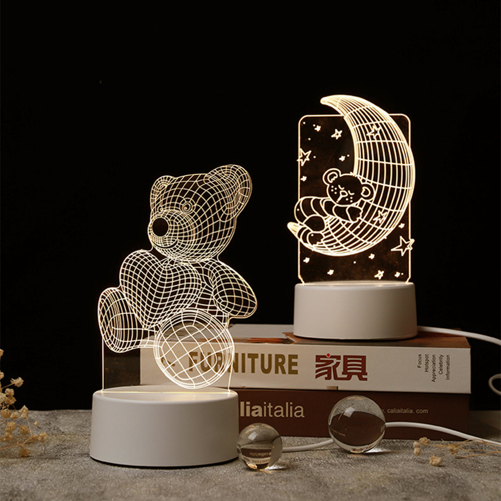 Custom Creative Hot 3D srereo custom Illusion Led Warm White Table Desk Base anime Usb Bedroom 3D Lamp Acrylic Night Light