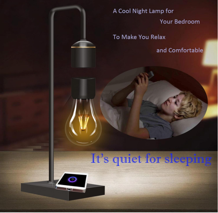 3smart Home Luxury Wireless Charging Levitation Plastic Black Floating Table Lamp LED Night Light Magnetic Levitating Light Bulb