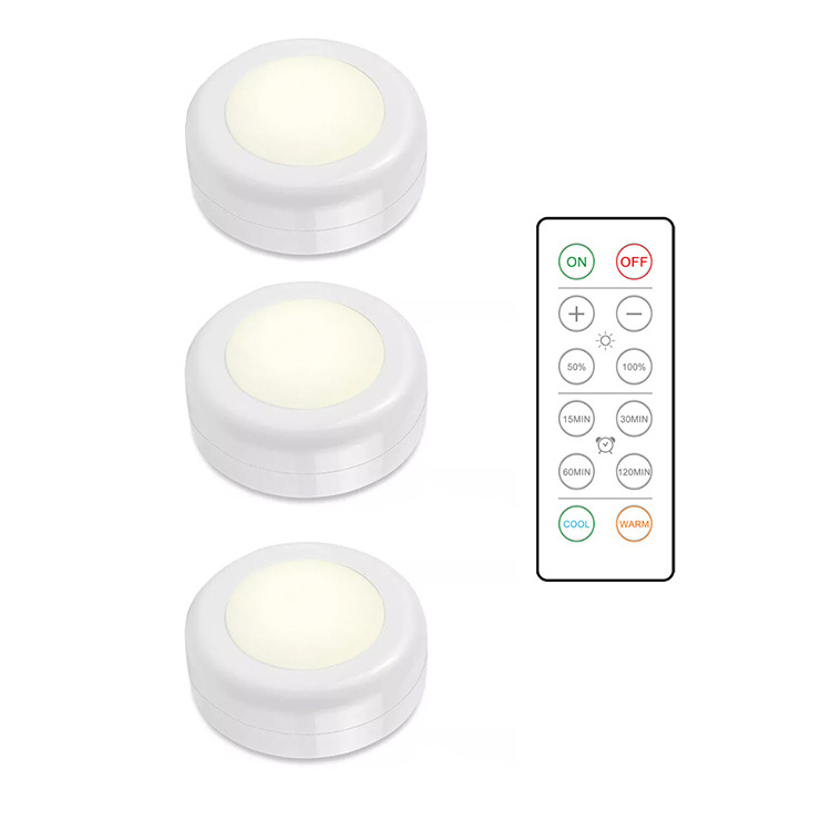 3AAA Battery power Under Cabinet light RGB colorful led Push puck Lights night light Closet cabinet lamp with remote