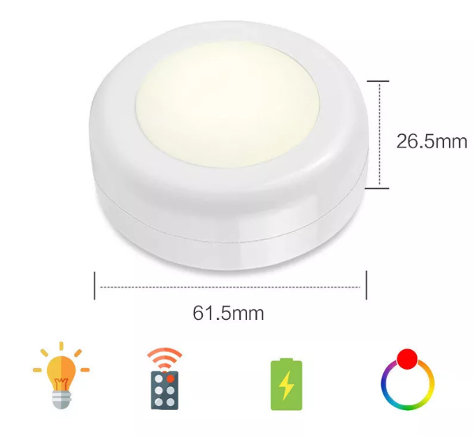 3AAA Battery power Under Cabinet light RGB colorful led Push puck Lights night light Closet cabinet lamp with remote