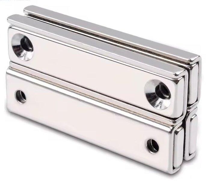 Heavy Duty Industrial Neodymium Rectangular Strong Bar Channel Pot Magnets With Countersunk Holes