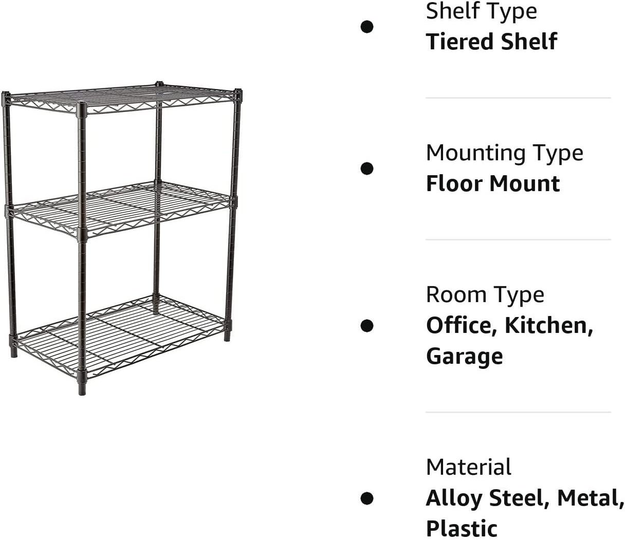 3-tier Adjustable Heavy Duty Storage Shelving Unit Steel Organizer Wire Rack Shelf