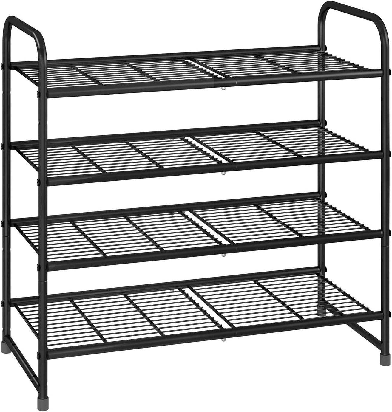 4-Tier Stackable Shoe Rack Expandable & Adjustable Shoe Organizer Storage Shelf