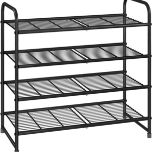 4-Tier Stackable Shoe Rack Expandable & Adjustable Shoe Organizer Storage Shelf