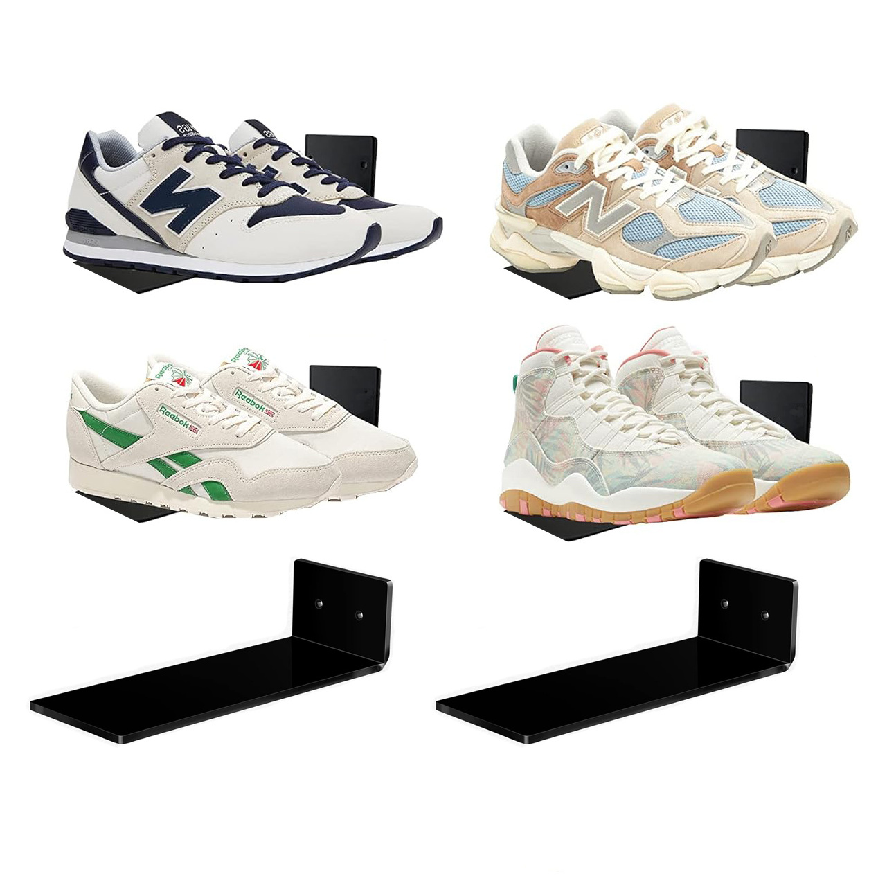 Black Custom Shoe Display Rack Wall Mounted Floating Sneaker Store Display Shelf