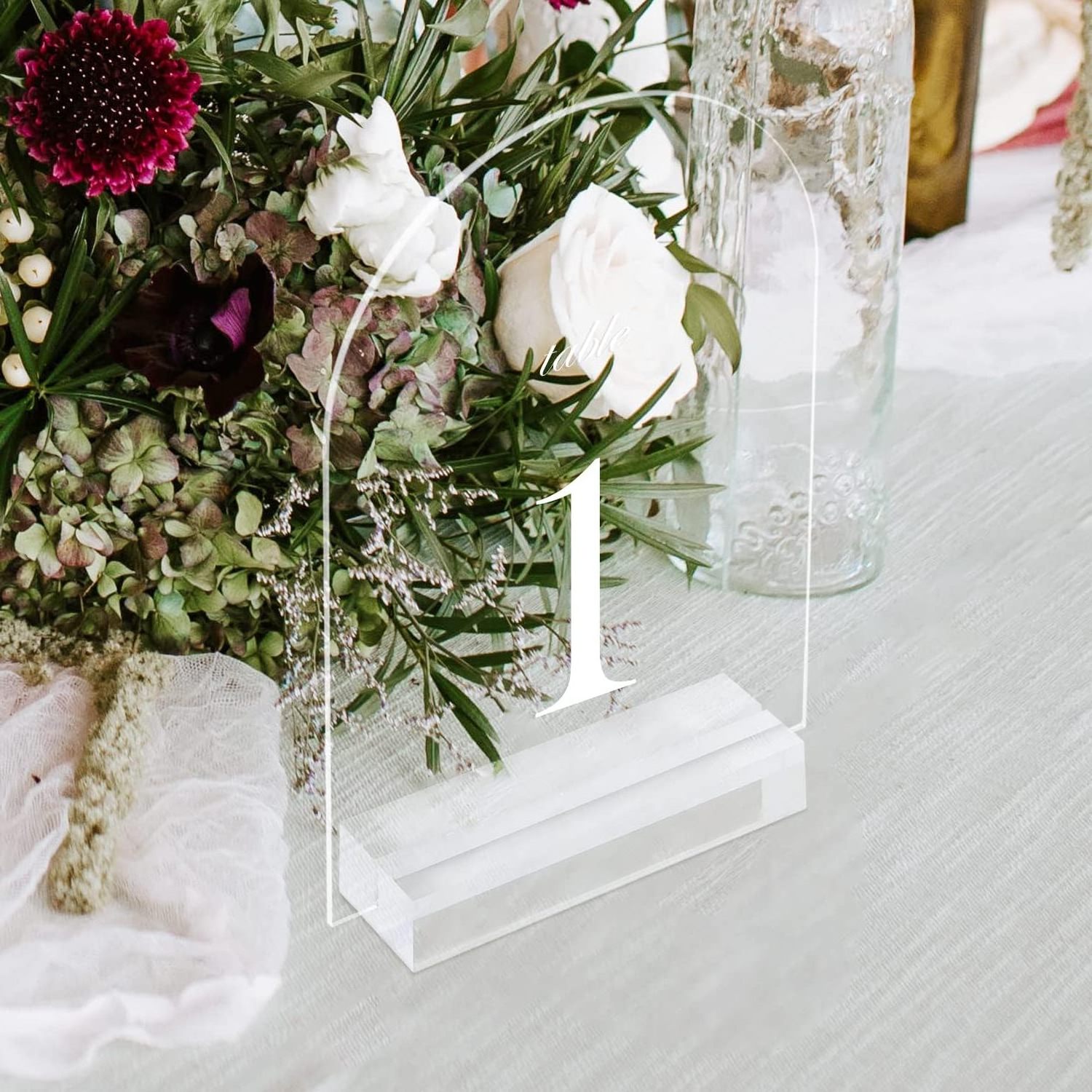 Customized DIY Acrylic Arch Table Number Menu Display Sign Holder Blank with Clear Stand for Wedding