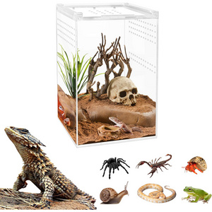 Custom Reptile Show Case Acrylic Reptile Enclosure Terrarium with Magnetic Button for Spider, Reptiles,Lizard