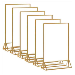 Custom Double Sided Menu Stands Frames Silver Gold Acrylic Table Sign Holder