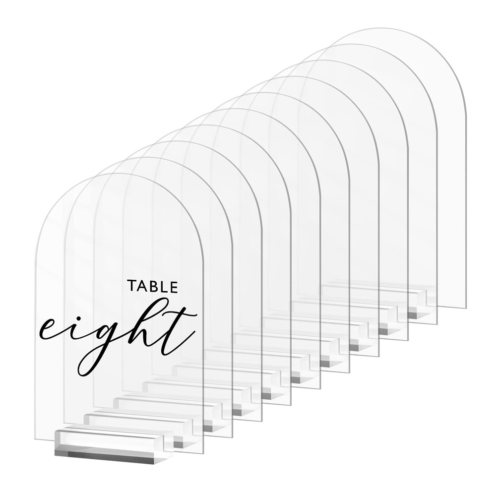 Customized DIY Acrylic Arch Table Number Menu Display Sign Holder Blank with Clear Stand for Wedding