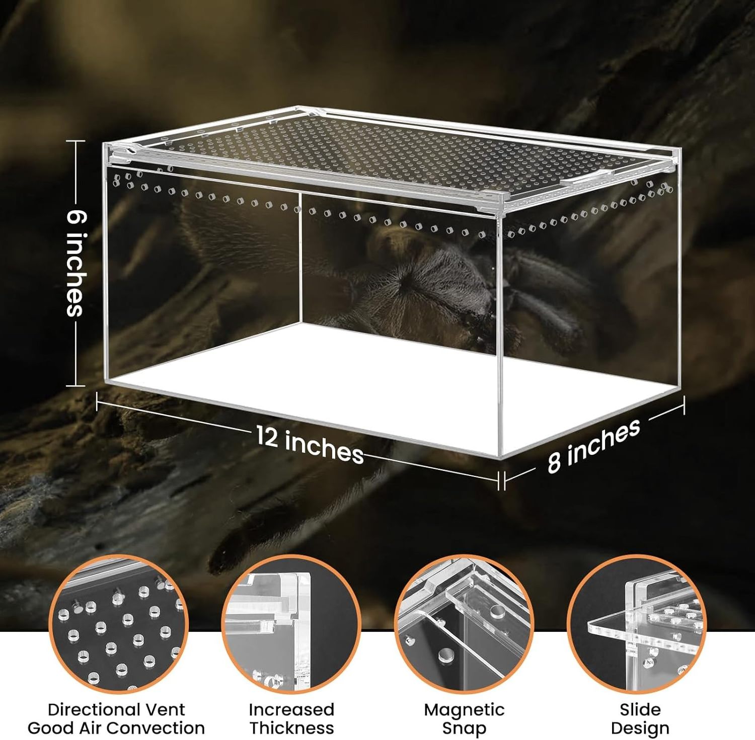 Custom Reptile Tank Enclosure 5 Gallon Acrylic Reptile Show Display Cases for Snake,Hermit Crab,Frog